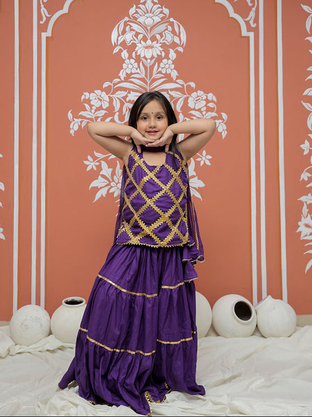 Purple Kurti Lehenga set