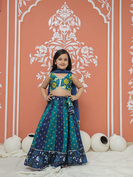 Teal colored Lehenga set