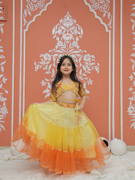 Yellow Multi colored Lehenga set