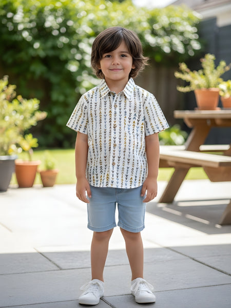 Kids Printed Pure Cotton Half Sleeve Shirt