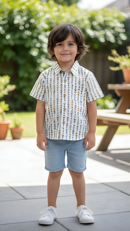 Kids Printed Pure Cotton Half Sleeve Shirt