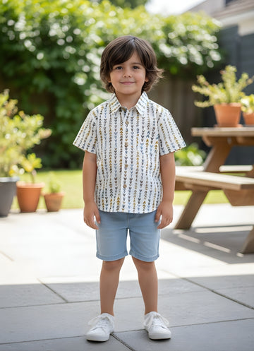 Kids Printed Pure Cotton Half Sleeve Shirt