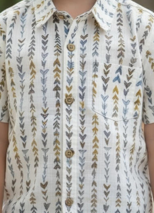Kids Printed Pure Cotton Half Sleeve Shirt