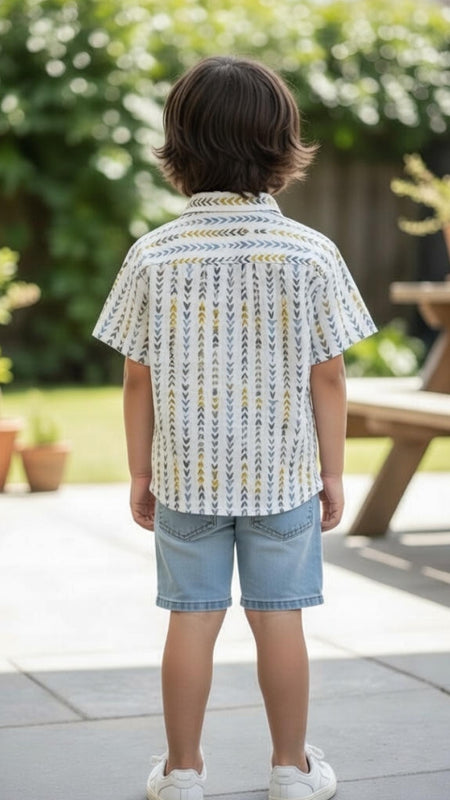 Kids Printed Pure Cotton Half Sleeve Shirt