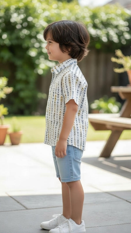 Kids Printed Pure Cotton Half Sleeve Shirt