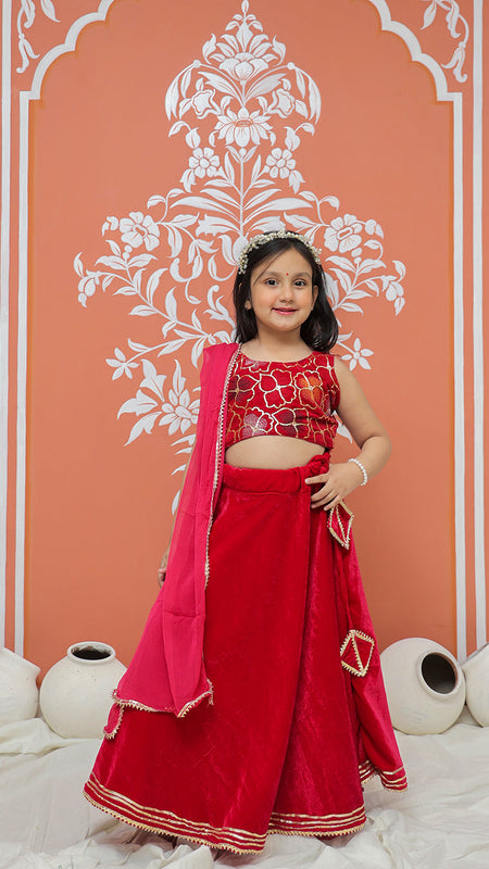 Rani Pink Velvet Lehenga set