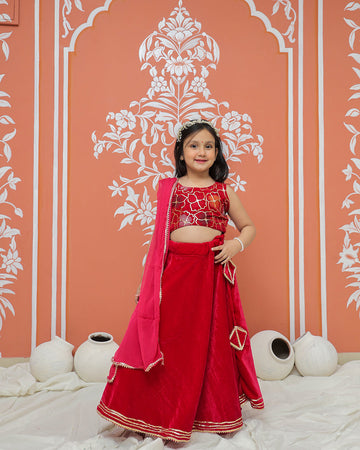 Rani Pink Velvet Lehenga set