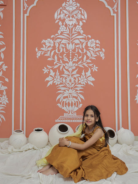 Mustard Upada Silk Tye and Dye Lehenga set