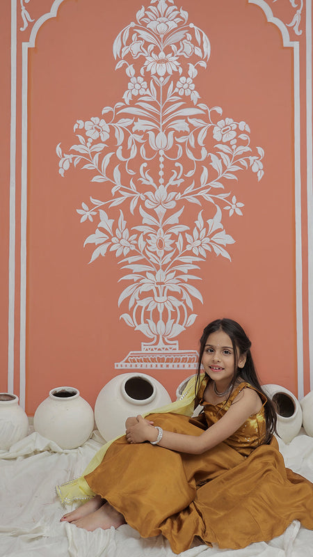 Mustard Upada Silk Tye and Dye Lehenga set