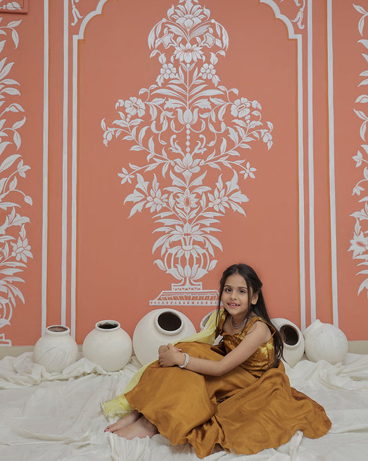 Mustard Upada Silk Tye and Dye Lehenga set
