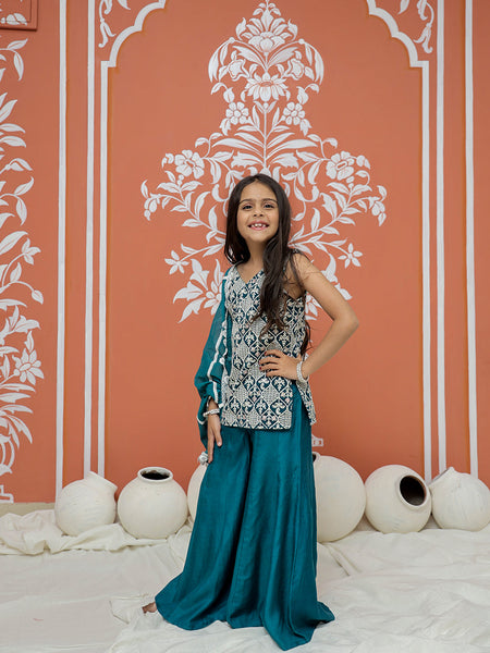 Rama Green Embroidered Design Kurta Palazzo Dupatta Set