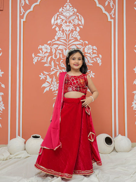 Rani Pink Velvet Lehenga set