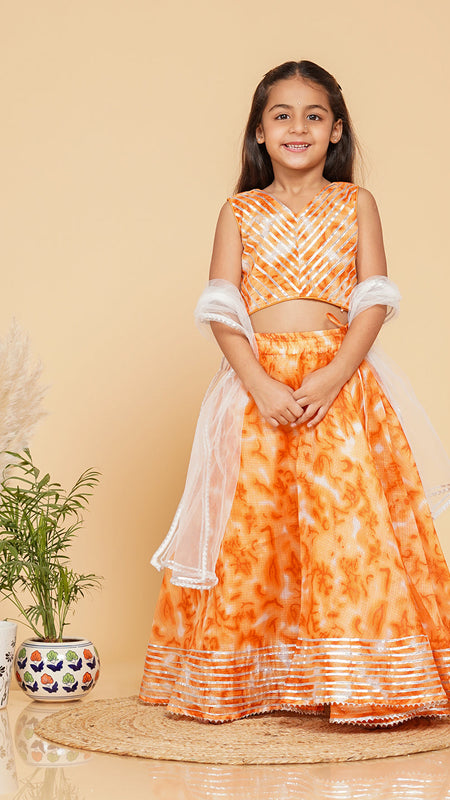 Orange Shibori Kota doriya Lehenga set