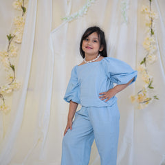 Powder Blue Cotton Slub Coord-set