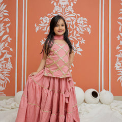 Baby Pink Kurti Lehenga set