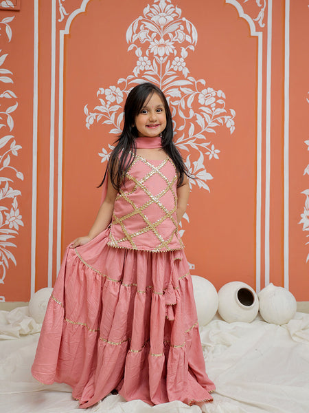 Baby Pink Kurti Lehenga set