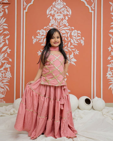 Baby Pink Kurti Lehenga set