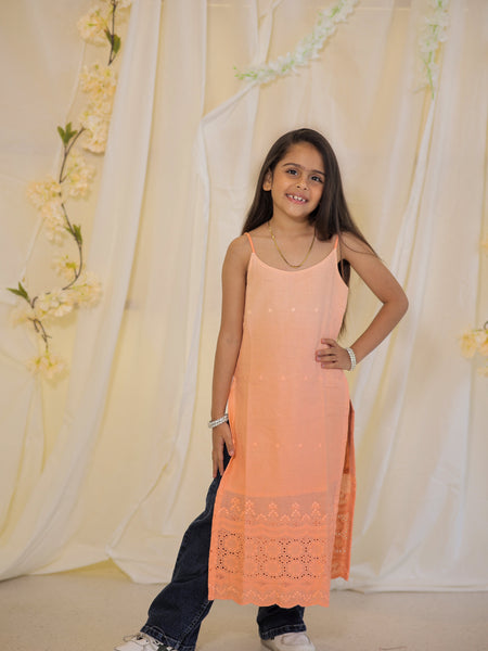 Hakoba Peach Kurta