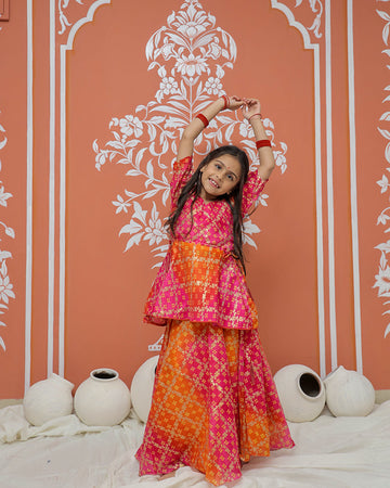 Ghatchola Print Multicolor Doriya Ethnic set