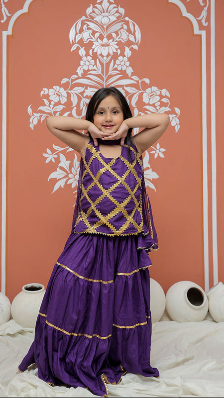 Purple Kurti Lehenga set