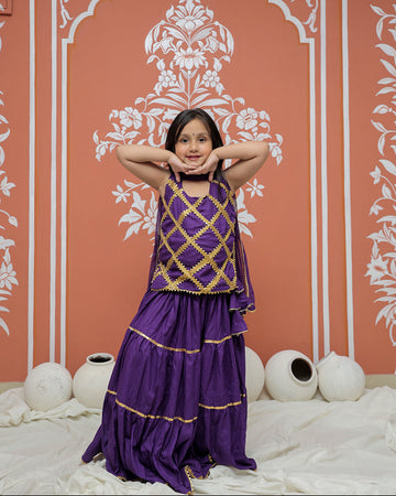 Purple Kurti Lehenga set