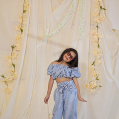 South Cotton Blue Striped Coord-set