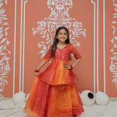 Bandhani Print Multicolor Doriya Ethnic set