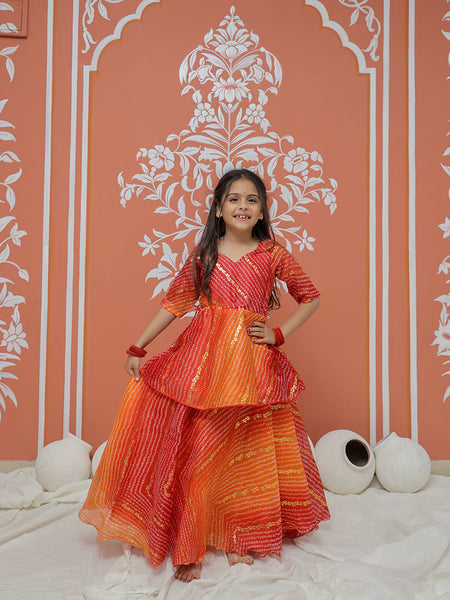 Bandhani Print Multicolor Doriya Ethnic set