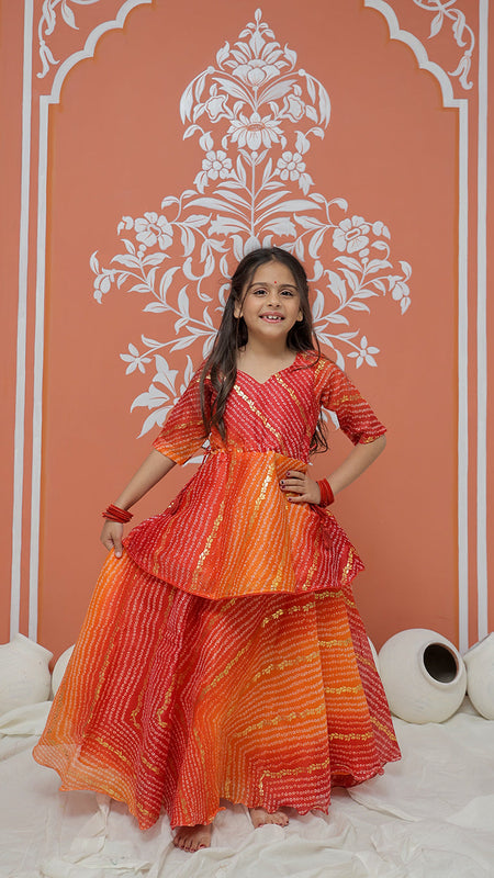 Bandhani Print Multicolor Doriya Ethnic set