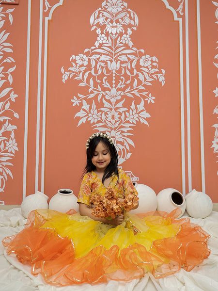 Yellow Multi colored Lehenga set