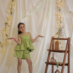 Green Jacquard Cotton Coord Set