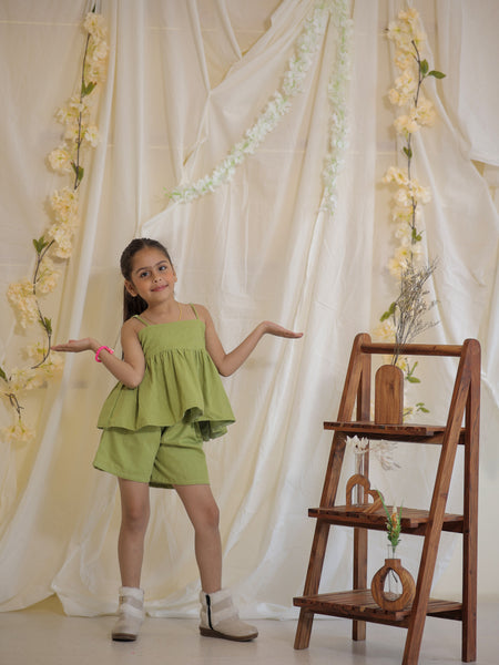 Green Jacquard Cotton Coord Set