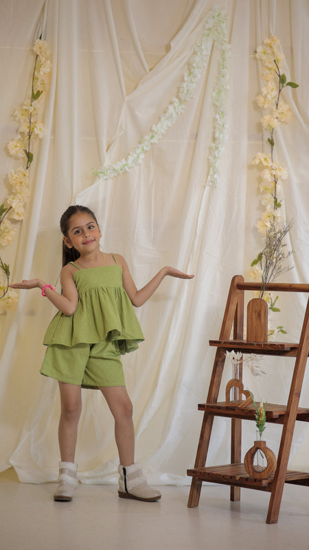 Green Jacquard Cotton Coord Set