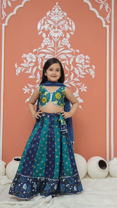 Teal colored Lehenga set