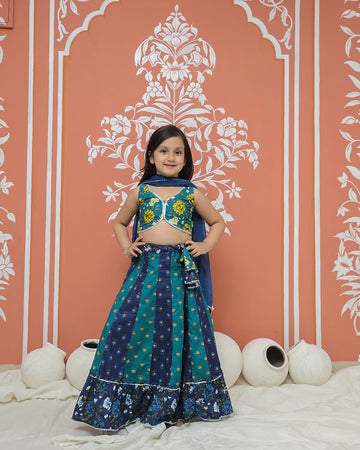 Teal colored Lehenga set