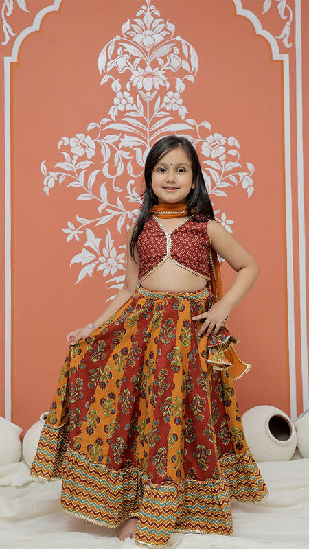 Mustard colored Lehenga set