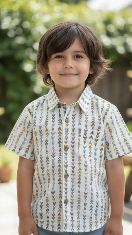 Kids Printed Pure Cotton Half Sleeve Shirt
