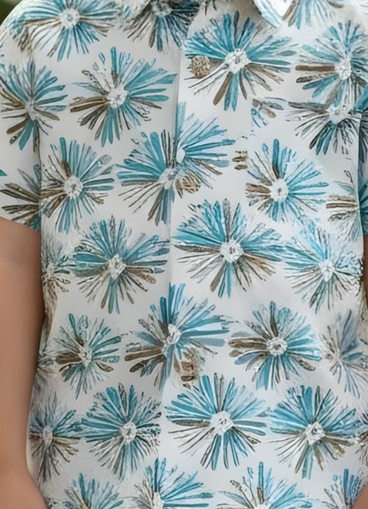 Kids Floral Printed Pure Cotton Half Sleeve Shirt