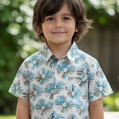 Kids Floral Printed Pure Cotton Half Sleeve Shirt