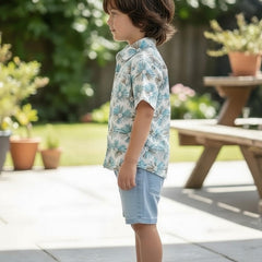 Kids Floral Printed Pure Cotton Half Sleeve Shirt