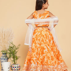 Orange Shibori Kota doriya Lehenga set