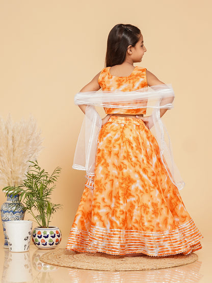 Orange Shibori Kota doriya Lehenga set