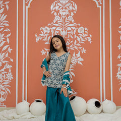 Rama Green Embroidered Design Kurta Palazzo Dupatta Set