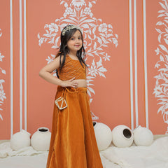 Rust Velvet Lehenga set