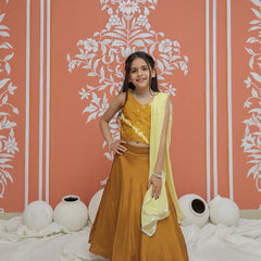 Mustard Upada Silk Tye and Dye Lehenga set