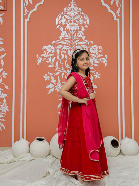 Rani Pink Velvet Lehenga set