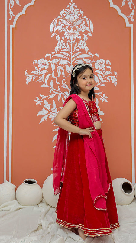 Rani Pink Velvet Lehenga set