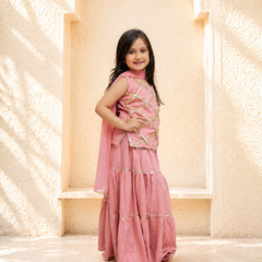 Baby Pink Kurti Lehenga set