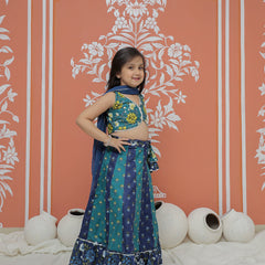 Teal colored Lehenga set