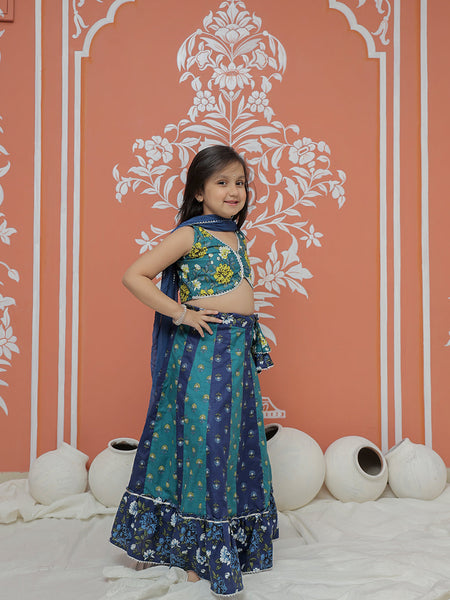 Teal colored Lehenga set